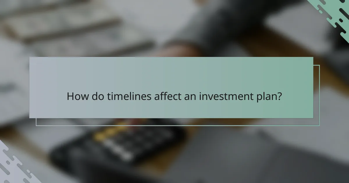 How do timelines affect an investment plan?