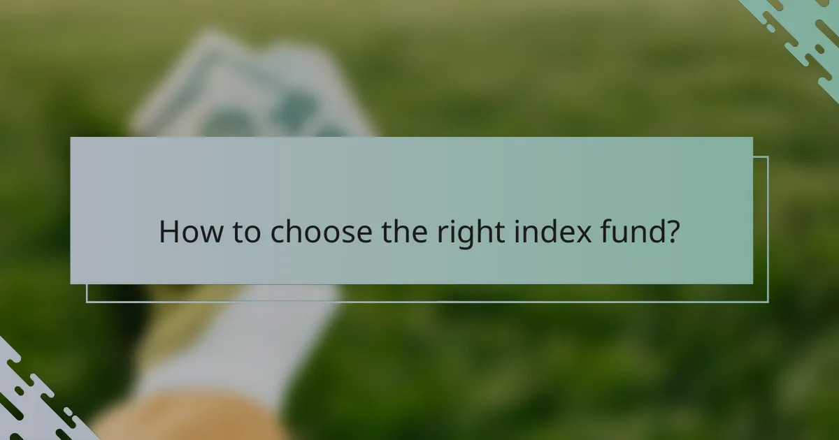 How to choose the right index fund?