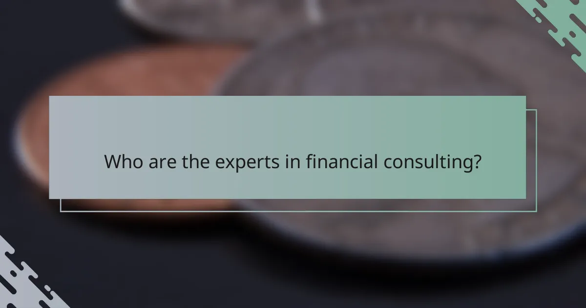 Who are the experts in financial consulting?